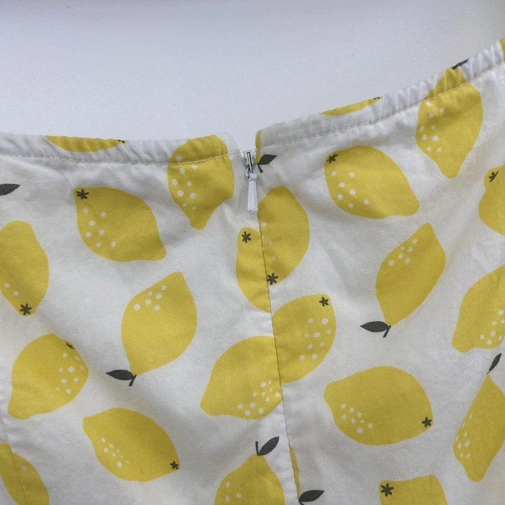 Eshakti Womens Sweetheart Lemon Print Cotton Dress Sz L Yellow Amalfi‎ Summer